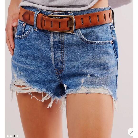 Levi's Free People 501 High-Rise Denim Shorts Athens Blue Size 24 NWT $69 - Picture 10 of 16